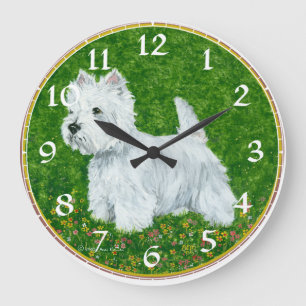 Redondo Grande Reloj Terrier West Highland Blanco