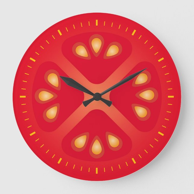 Redondo Grande reloj vectorial de pared de tomate (Anverso)