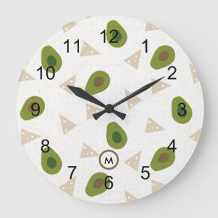 Redondo Grande Reloj verde aguacates
