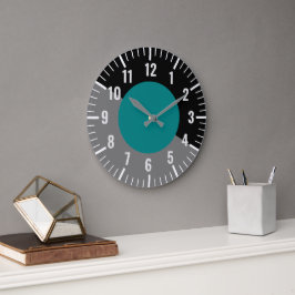Redondo Grande Reloj Verde azulado y negro y gris con números