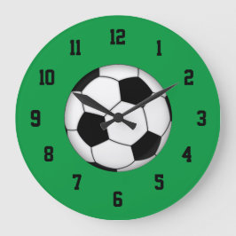 Redondo Grande Reloj verde, blanco y negro del fútbol
