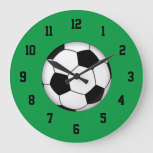 Redondo Grande Reloj verde, blanco y negro del fútbol