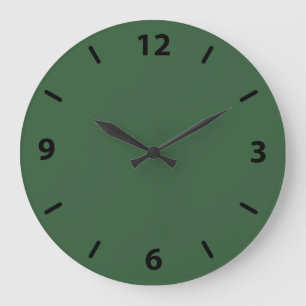 Redondo Grande Reloj verde de caza con números negros