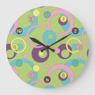 Redondo Grande Reloj verde y funky