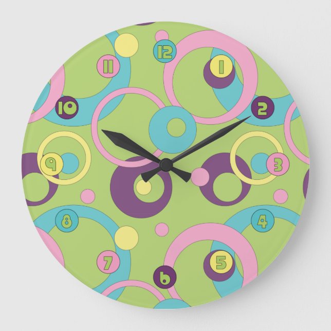 Redondo Grande Reloj verde y funky (Anverso)