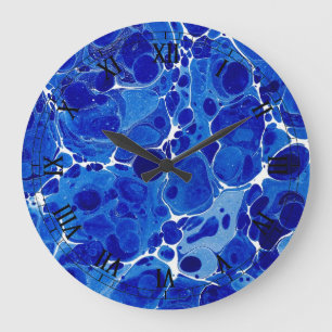 Redondo Grande Reloj veteado azul