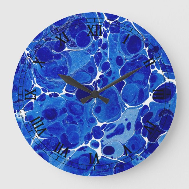 Redondo Grande Reloj veteado azul (Anverso)