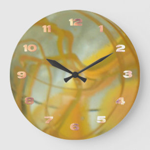 Redondo Grande Reloj - Vidrio Marbleizado
