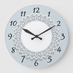 Redondo Grande Reloj Vintage Gran Gris Azul Claro