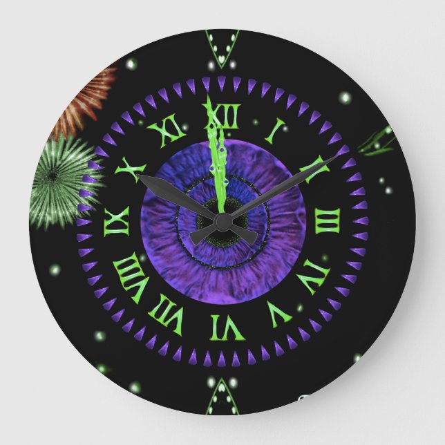 Redondo Grande Reloj Violeta de Medianoche (Anverso)
