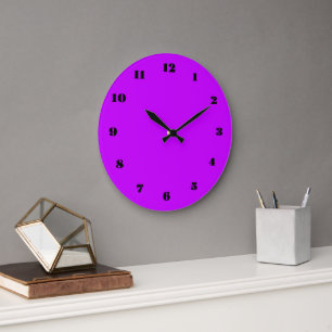 Redondo Grande Reloj Violeta Púrpura Fuente de Colores y Números