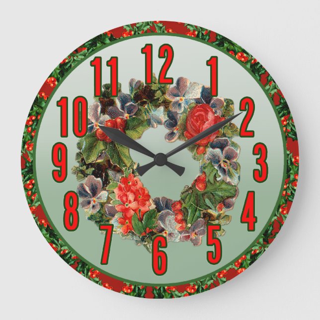 Redondo Grande Reloj Wreath Wall para navidades (Anverso)