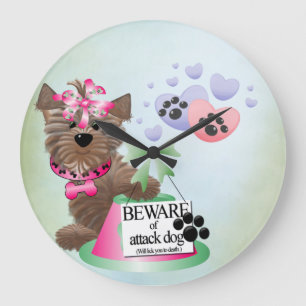 Redondo Grande Reloj Yorkie Ronda 2 (grande)