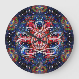 Redondo Grande Reloj Zen Lotus de centelleo