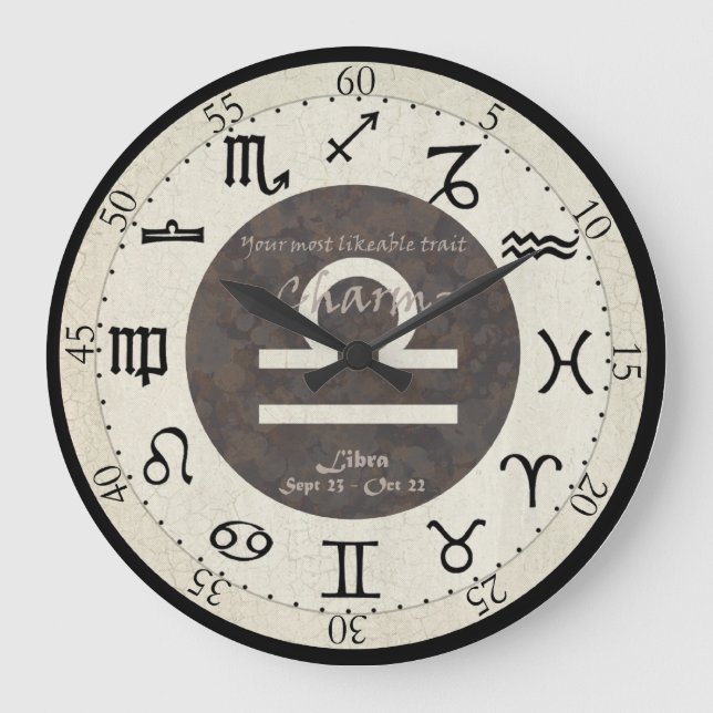 Redondo Grande Reloj zodiaco - Libra (Anverso)