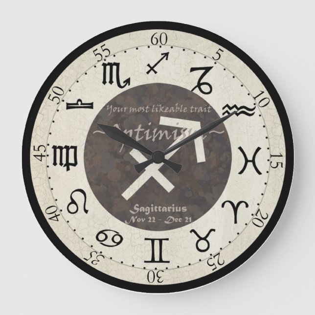 Redondo Grande Reloj zodiaco - Sagittarius (Anverso)