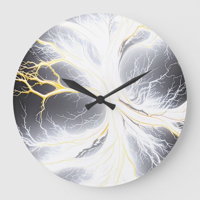 Redondo Grande Resumen Reloj de árbol de energía luminoso (Anverso)