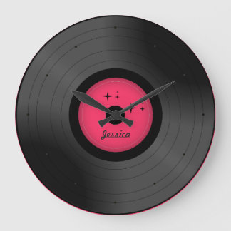 Redondo Grande Retro Vinyl Grabar todos los colores reloj persona