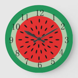 Redondo Grande Ripe Red Watermelon Kitchen Reloj Black Numerales