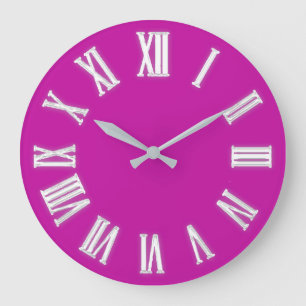 Redondo Grande ROman Reloj Plata Gris Gris Rosa Fuchsia Mínimo 
