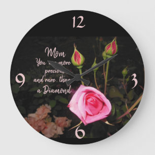 Redondo Grande Rosebuds atmosféricos con texto> Reloj de Día de