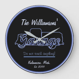 Redondo Grande Rótulo de reloj de garaje de contorno de camión