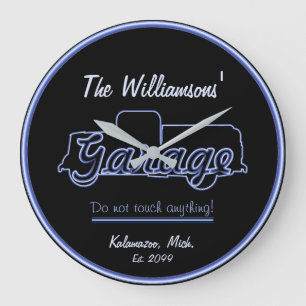 Redondo Grande Rótulo de reloj de garaje de esquema de DayTruck d