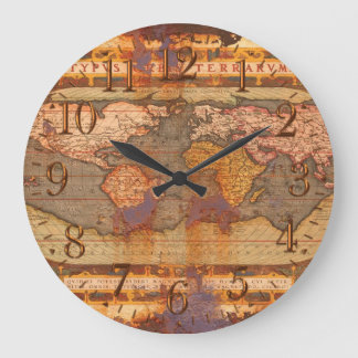 Redondo Grande Rusty antigüedades Mapa del mundo antiguo reloj de