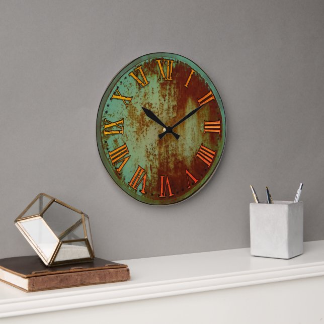 Redondo Grande Rusty Viejo Reloj (Oficina)