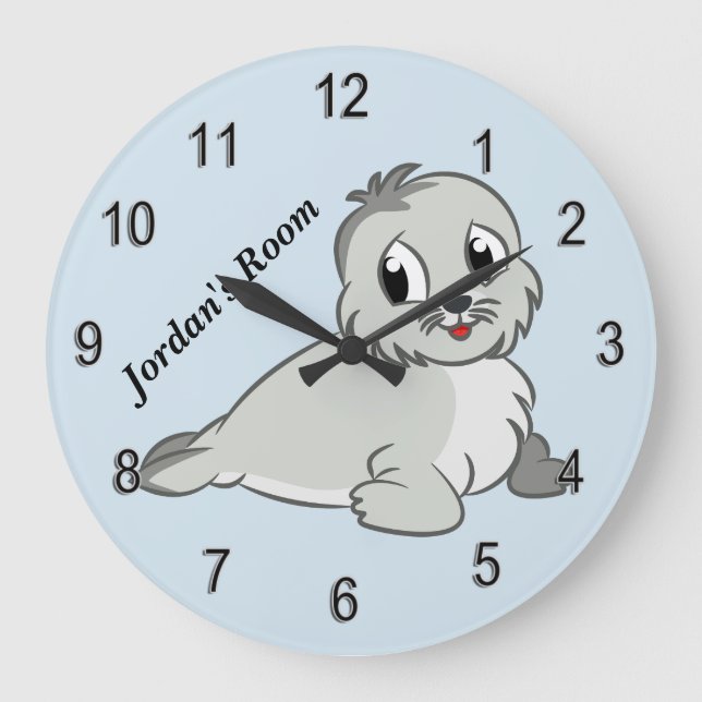 Redondo Grande Sello de bebé con reloj de niños (Anverso)