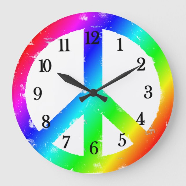 Redondo Grande Signo de paz: Reloj de paz con arco iris (Anverso)