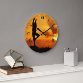 Redondo Grande Silhouette de yoga - Reloj Personalizado