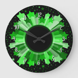 Redondo Grande Sombras Del Reloj Verde De La Pared Starburst