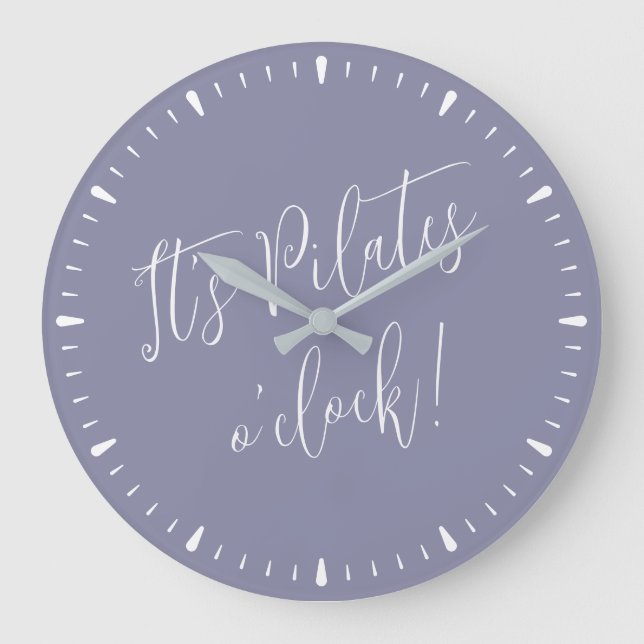 Redondo Grande Son Pilates O' Clock Diversión Purple Script reloj (Anverso)