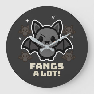 Redondo Grande Spooky Kawaii Bat Halloween Gran Reloj