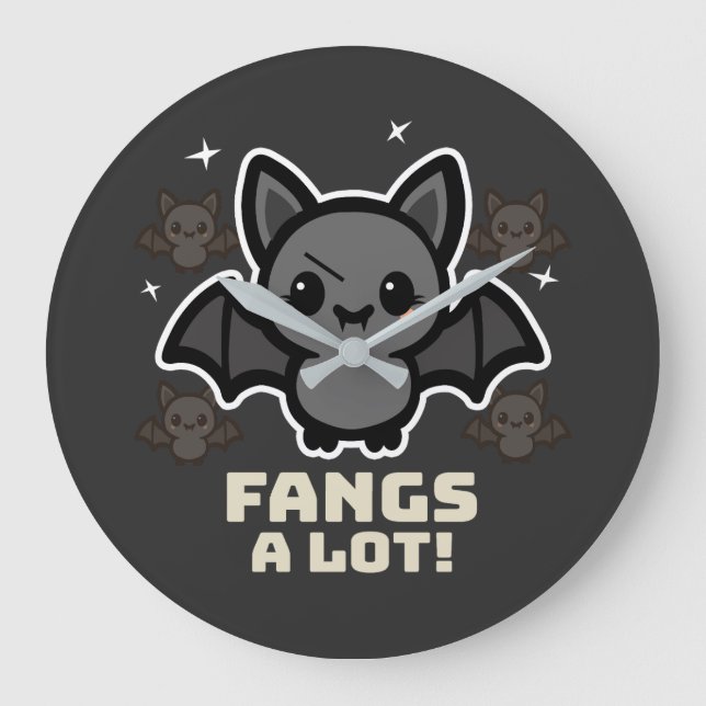 Redondo Grande Spooky Kawaii Bat Halloween Gran Reloj (Anverso)