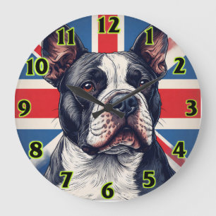 Redondo Grande Staffordshire Bull Terrier Reino Unido Reloj 