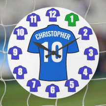 Su nombre Reloj de fútbol - Camisetas azules