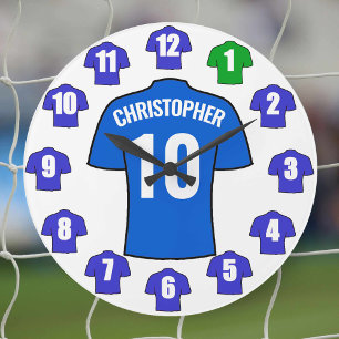 Redondo Grande Su nombre Reloj de fútbol - Camisetas azules
