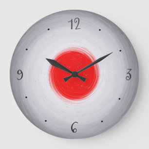 Redondo Grande Swirly gris/blanco con el reloj rojo de
