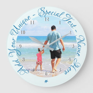 Redondo Grande Texto Personalizado personalizado y su reloj de fo