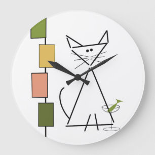 Redondo Grande Tiempo Para Un Reloj De Cola De Gato
