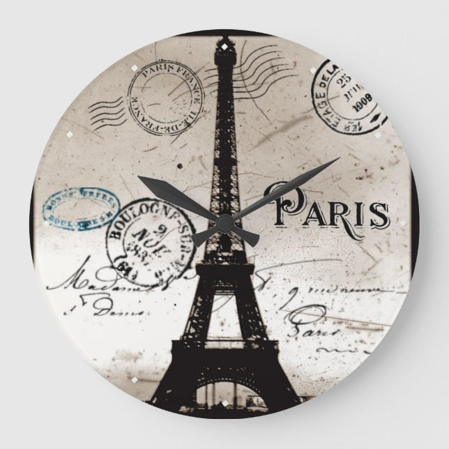 Redondo Grande Torre Eiffel París Reloj postal Francia (Anverso)