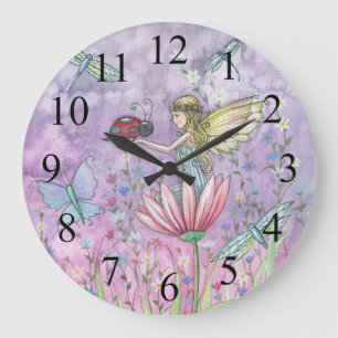 Redondo Grande Un encuentro amistoso hada y mariquita reloj