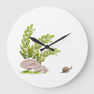 Redondo Grande Un reloj con una linda acuarela de un bosque