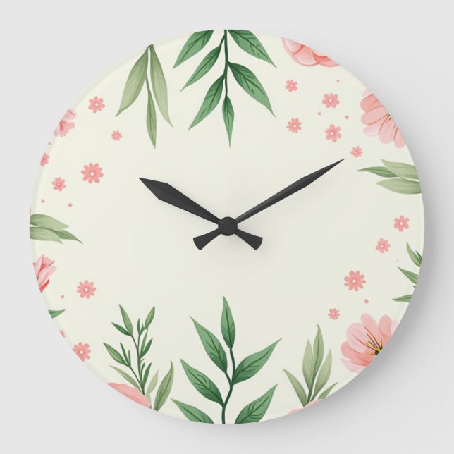 Redondo Grande un reloj pintado con flores elástico (Anverso)