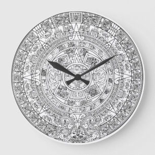 Redondo Grande Vector de calendario azteca todo el reloj