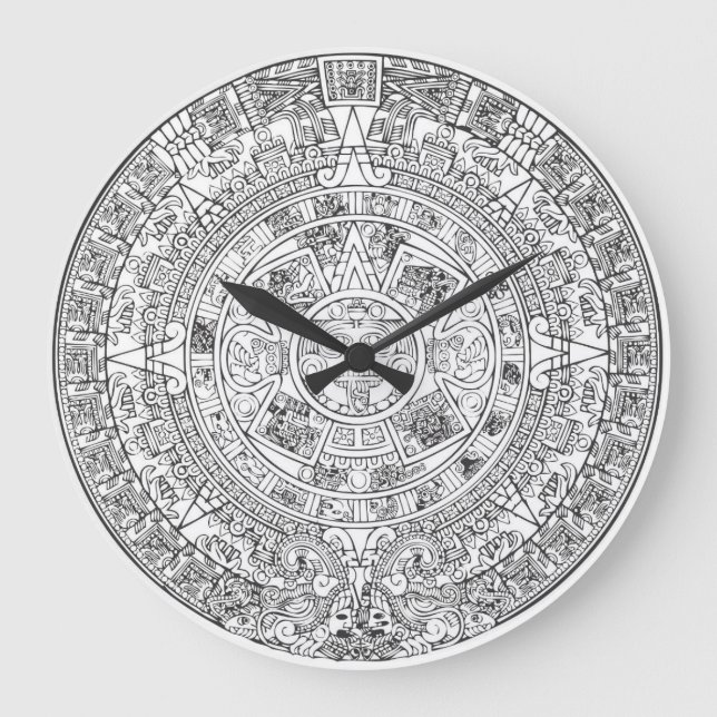 Redondo Grande Vector de calendario azteca todo el reloj (Anverso)