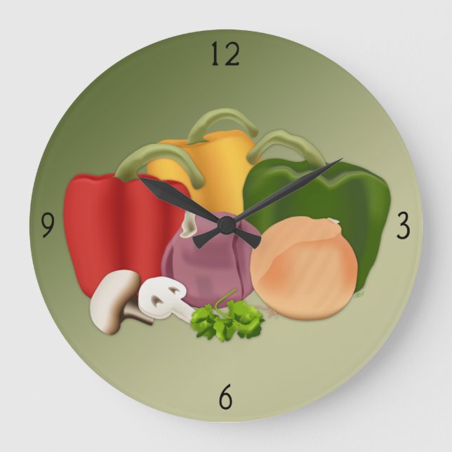 Redondo Grande Vegetales Grandes Reloj (Anverso)