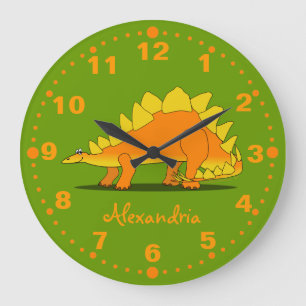 Redondo Grande Verde personalizado dinosaurio del reloj del
